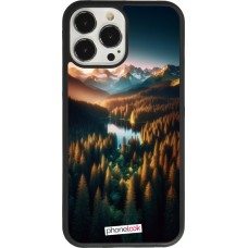 iPhone 13 Pro Max Case Hülle - Silikon schwarz Sonnenuntergang Waldsee