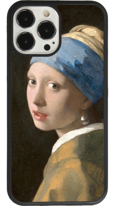 Coque iPhone 13 Pro Max - Silicone rigide noir Tableau art - La Jeune fille à la perle - Johannes Vermeer