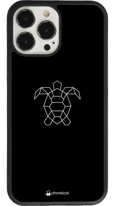 Coque iPhone 13 Pro Max - Silicone rigide noir Turtles lines on black