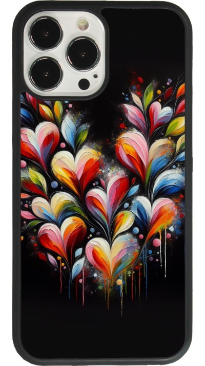 iPhone 13 Pro Max Case Hülle - Silikon schwarz Valentin 2024 Schwarzes Herz Abstrakt