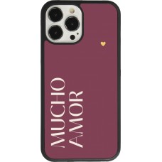 Coque iPhone 13 Pro Max - Silicone rigide noir Valentine 2024 mucho amor rosado