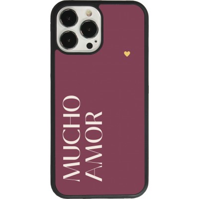 Coque iPhone 13 Pro Max - Silicone rigide noir Valentine 2024 mucho amor rosado