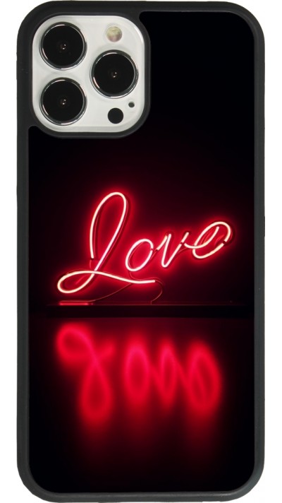 iPhone 13 Pro Max Case Hülle - Silikon schwarz Valentine 2025 Neon Liebe