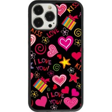 iPhone 13 Pro Max Case Hülle - Silikon schwarz Valentine 2023 love symbols