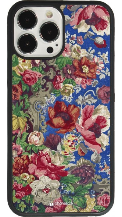 Coque iPhone 13 Pro Max - Silicone rigide noir Vintage Art Flowers