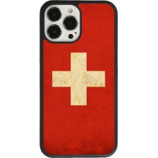 iPhone 13 Pro Max Case Hülle - Silikon schwarz Vintage Flag SWISS