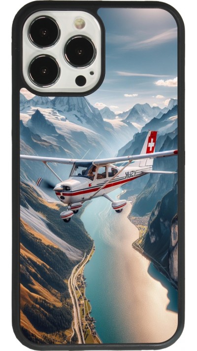 Coque iPhone 13 Pro Max - Silicone rigide noir Vol Alpin Suisse