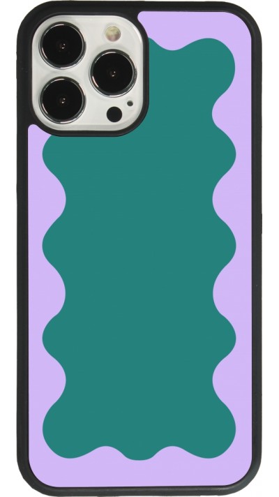 iPhone 13 Pro Max Case Hülle - Silikon schwarz Wavy Rectangle Green Purple