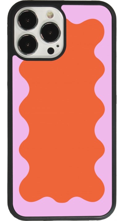 iPhone 13 Pro Max Case Hülle - Silikon schwarz Wavy Rectangle Orange Pink