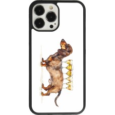 Coque iPhone 13 Pro Max - Silicone rigide noir Wine Teckel