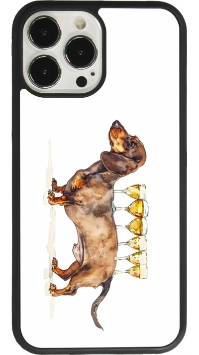 iPhone 13 Pro Max Case Hülle - Silikon schwarz Wine Teckel