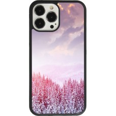 Coque iPhone 13 Pro Max - Silicone rigide noir Winter 22 Pink Forest