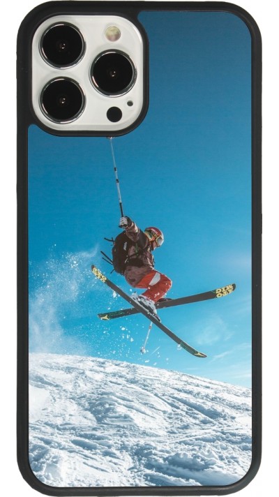 iPhone 13 Pro Max Case Hülle - Silikon schwarz Winter 22 Ski Jump