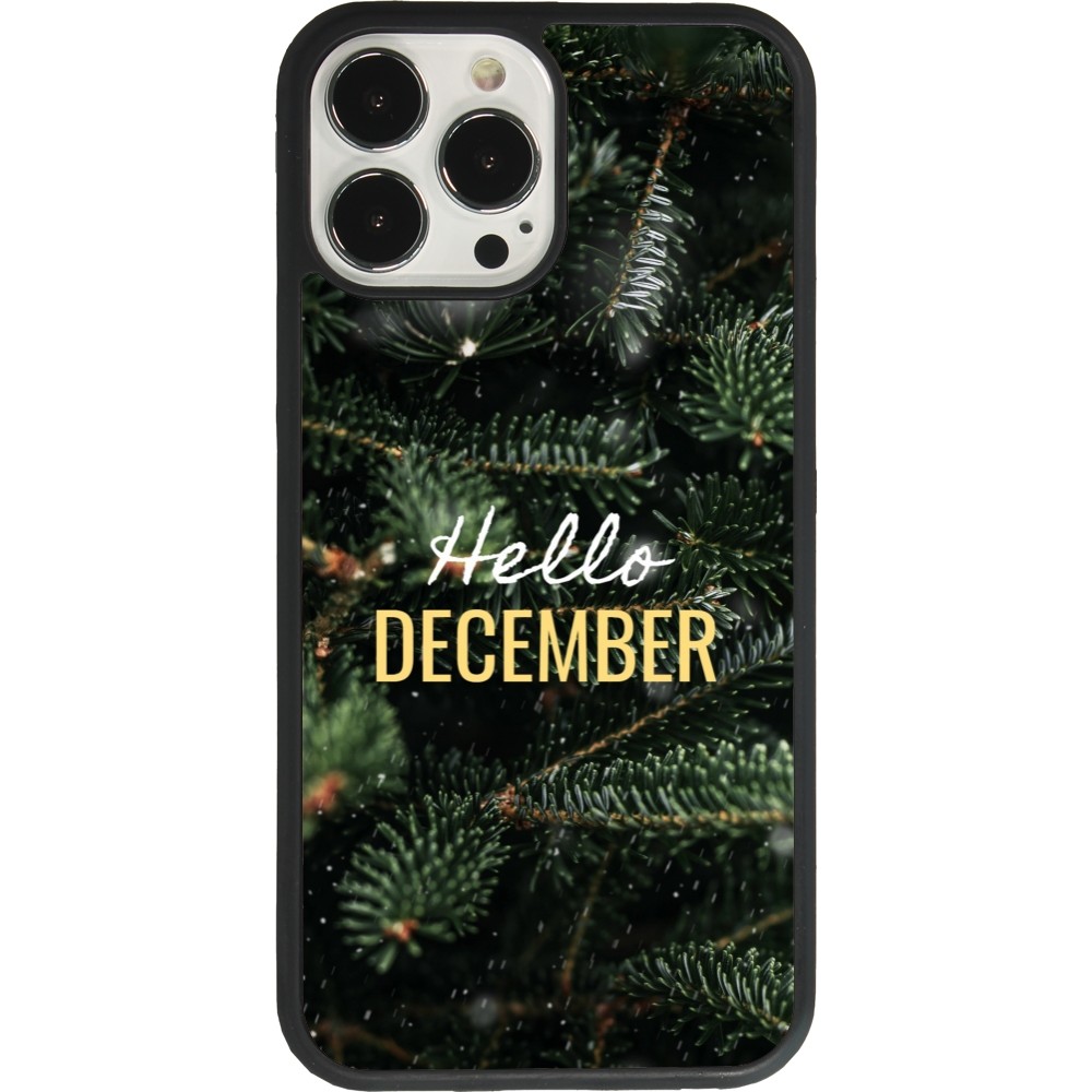 Coque iPhone 13 Pro Max - Silicone rigide noir Winter 25 Winter hello december
