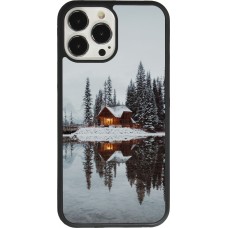 iPhone 13 Pro Max Case Hülle - Silikon schwarz Winter 25 Winter house forest afternoon