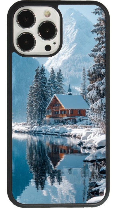 iPhone 13 Pro Max Case Hülle - Silikon schwarz Winter 25 Winter house forest day