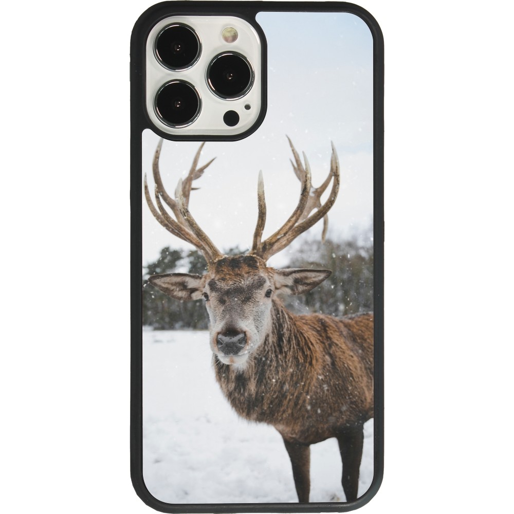 iPhone 13 Pro Max Case Hülle - Silikon schwarz Winter 25 Winter reindeer
