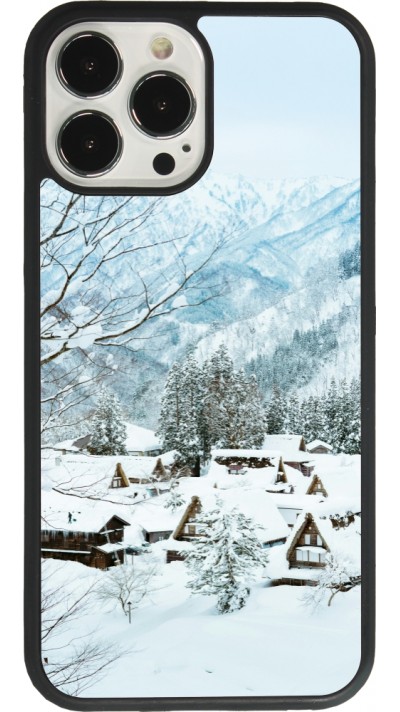 iPhone 13 Pro Max Case Hülle - Silikon schwarz Winter 25 Winter snowy landscape