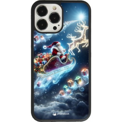 Coque iPhone 13 Pro Max - Silicone rigide noir Noël 2023 Père Noël enchanté