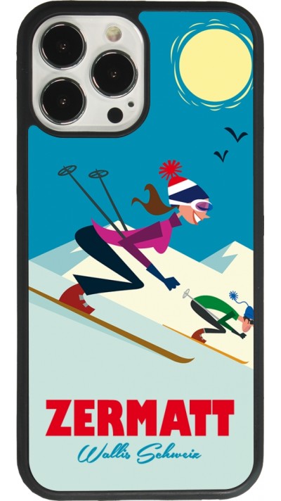 iPhone 13 Pro Max Case Hülle - Silikon schwarz Zermatt Ski Downhill