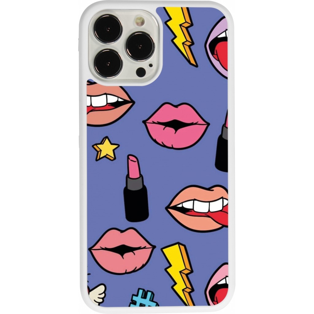 Coque iPhone 13 Pro Max - Silicone rigide blanc Lips and lipgloss ...