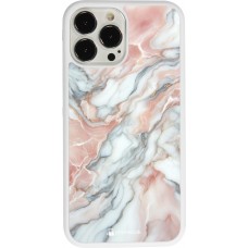 Coque iPhone 13 Pro Max - Silicone rigide blanc Marbre Rose Lumineux