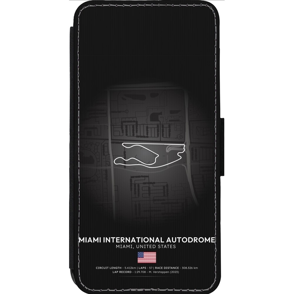 Coque iPhone 13 Pro Max - Wallet noir F1 Track 2025 Miami