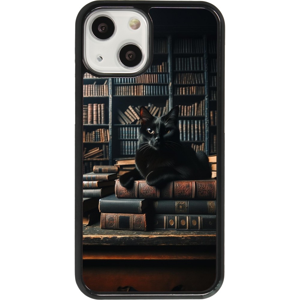iPhone 13 mini Case Hülle - Katze Bücher dunkel