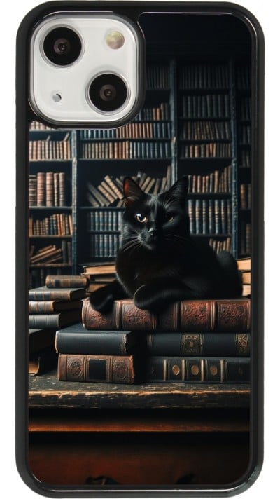 iPhone 13 mini Case Hülle - Katze Bücher dunkel