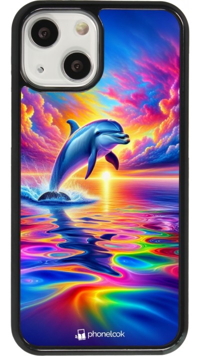 iPhone 13 mini Case Hülle - Glücklicher Regenbogen-Delfin