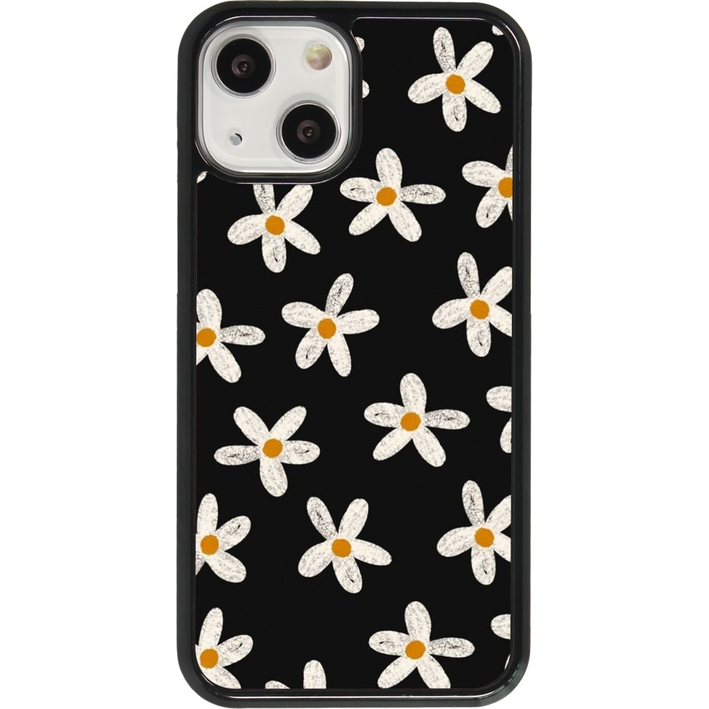 Coque iPhone 13 mini - Easter 2024 white on black flower