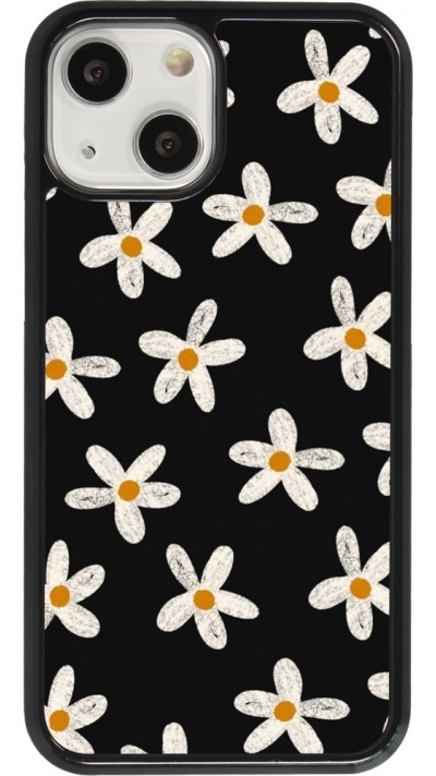 iPhone 13 mini Case Hülle - Easter 2024 white on black flower