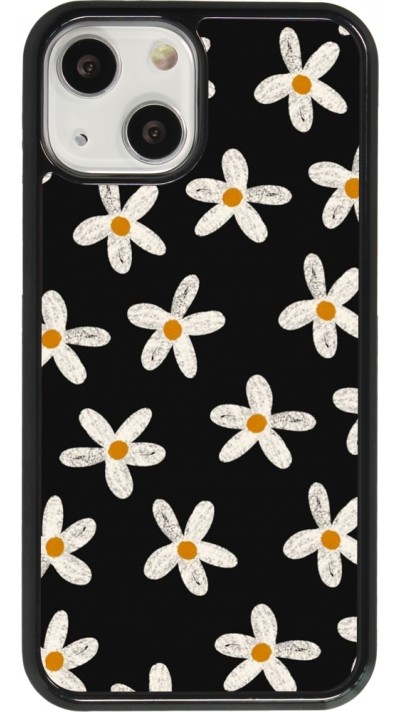 Coque iPhone 13 mini - Easter 2024 white on black flower