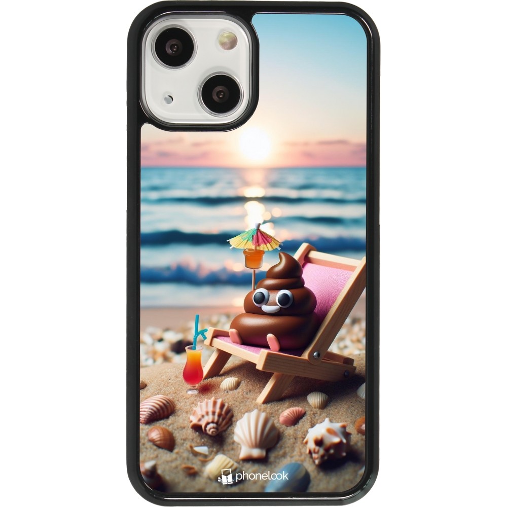 iPhone 13 mini Case Hülle - Kackhaufen Emoji auf Liegestuhl