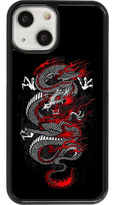 Coque iPhone 13 mini - Japanese style Dragon Tattoo Red Black