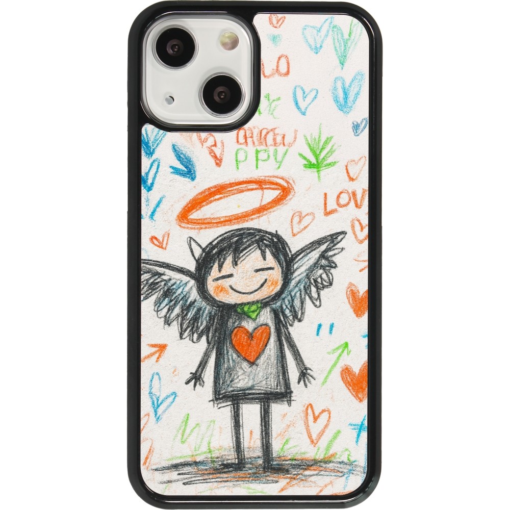 Coque iPhone 13 mini - Little Angel Sketch Love