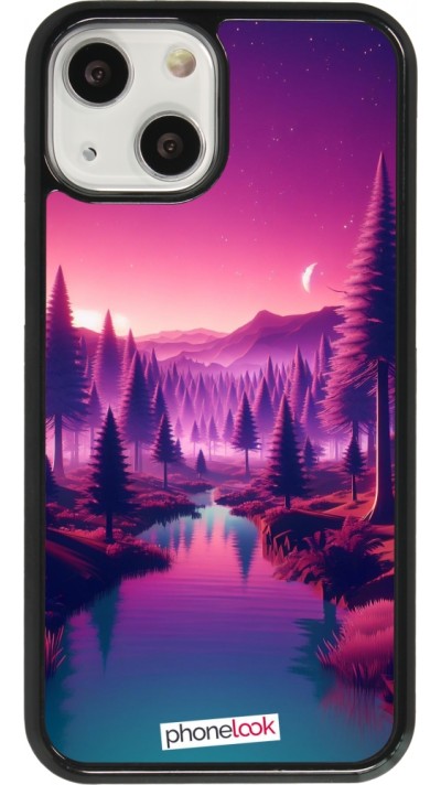 Coque iPhone 13 mini - Paysage Violet-Rose