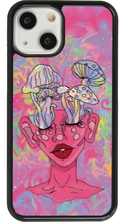 Coque iPhone 13 mini - Psychedelic pink mushroom