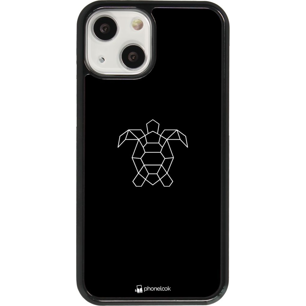 Coque iPhone 13 mini - Turtles lines on black