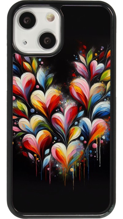 Coque iPhone 13 mini - Valentine 2024 Coeur Noir Abstrait