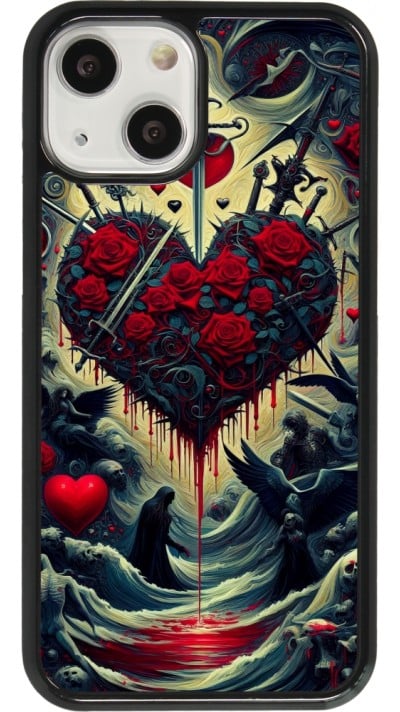 Coque iPhone 13 mini - Dark Love Coeur Sang