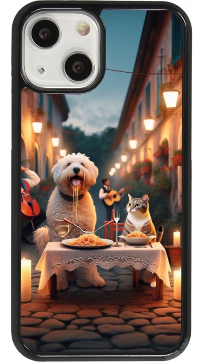 Coque iPhone 13 mini - Valentine 2024 Dog & Cat Candlelight