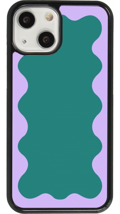 Coque iPhone 13 mini - Wavy Rectangle Green Purple
