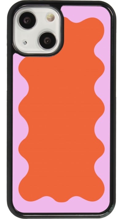 Coque iPhone 13 mini - Wavy Rectangle Orange Pink