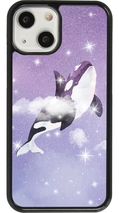 Coque iPhone 13 mini - Whale in sparking stars