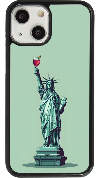 Coque iPhone 13 mini - Wine Statue de la liberté avec un verre de vin