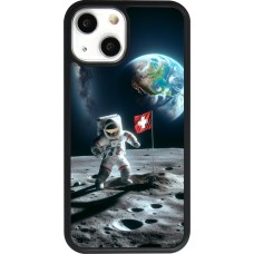 iPhone 13 mini Case Hülle - Silikon schwarz Astro Schweiz auf dem Mond