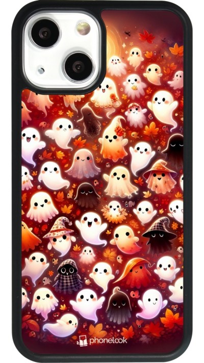 Coque iPhone 13 mini - Silicone rigide noir Fantômes automne mignons