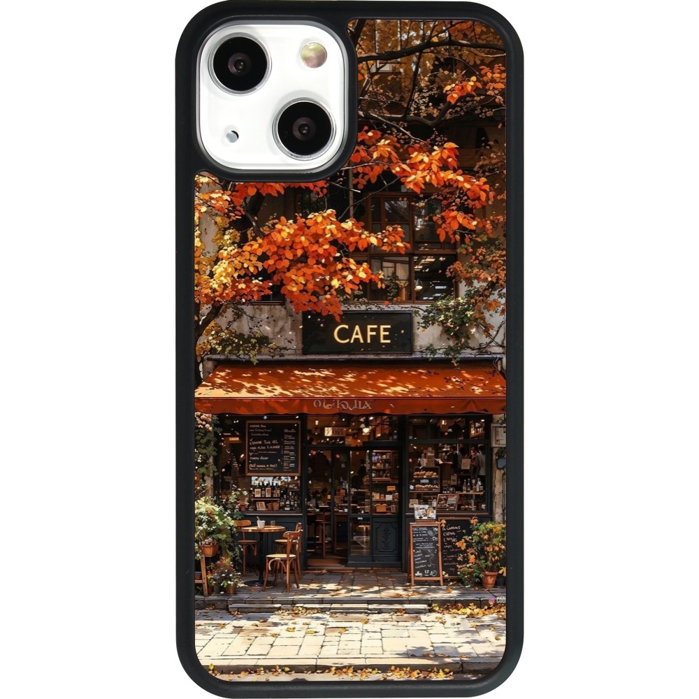 Coque iPhone 13 mini - Silicone rigide noir Autumn 25 Coffee shop