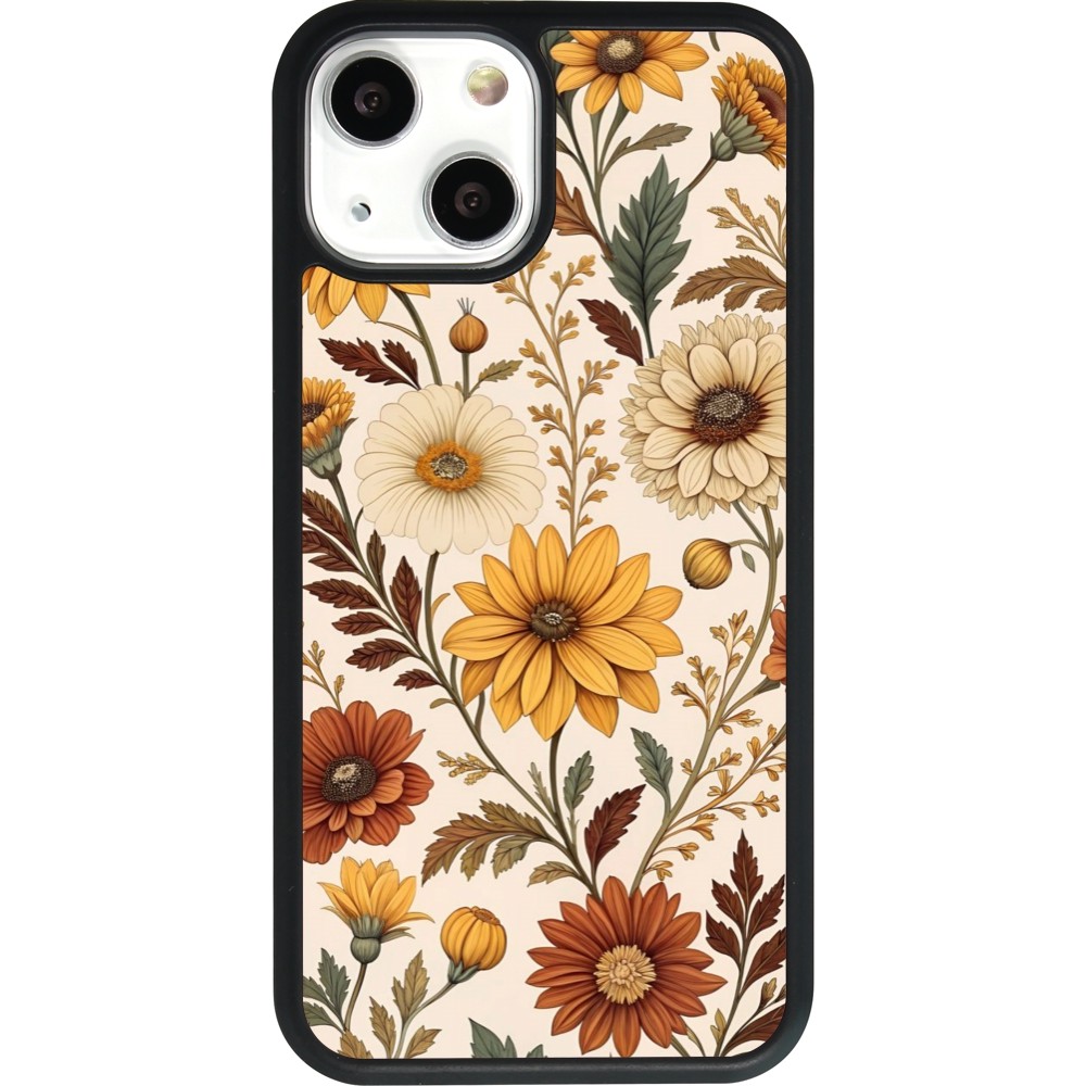 iPhone 13 mini Case Hülle - Silikon schwarz Autumn 25 Flower pattern